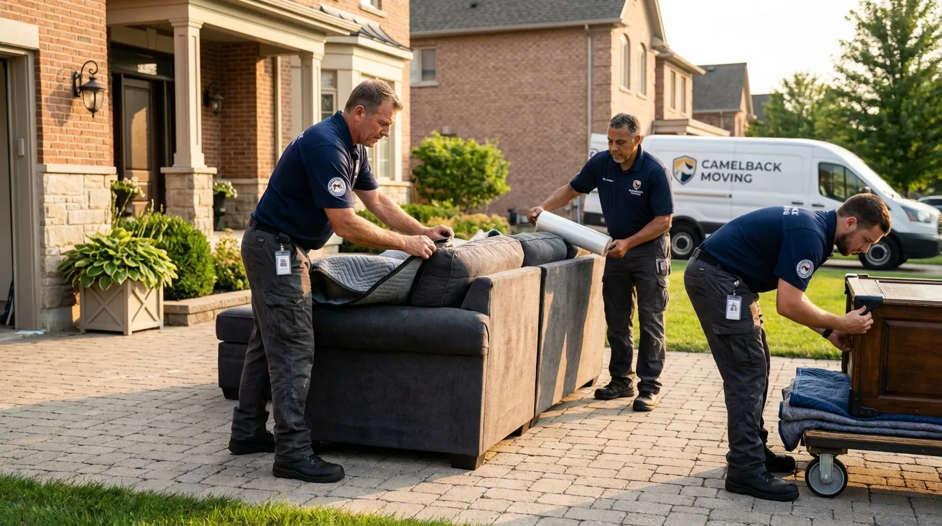 Large estate moving crew wrapping furniture in South Point, OH