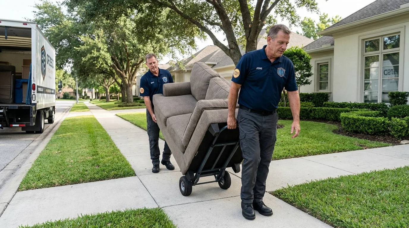 Local residential moving crew loading furniture in South Point, OH
